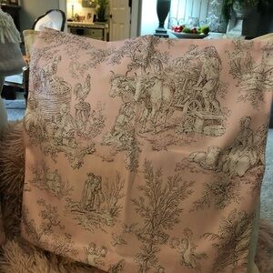 Set of 2 Pink Toile Decorative Pillow Covers